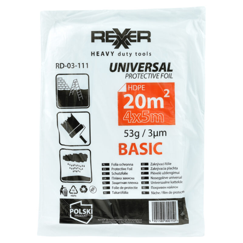 Folia malarska 4x5m HDPE 0,003mm 53g - obrazek 2