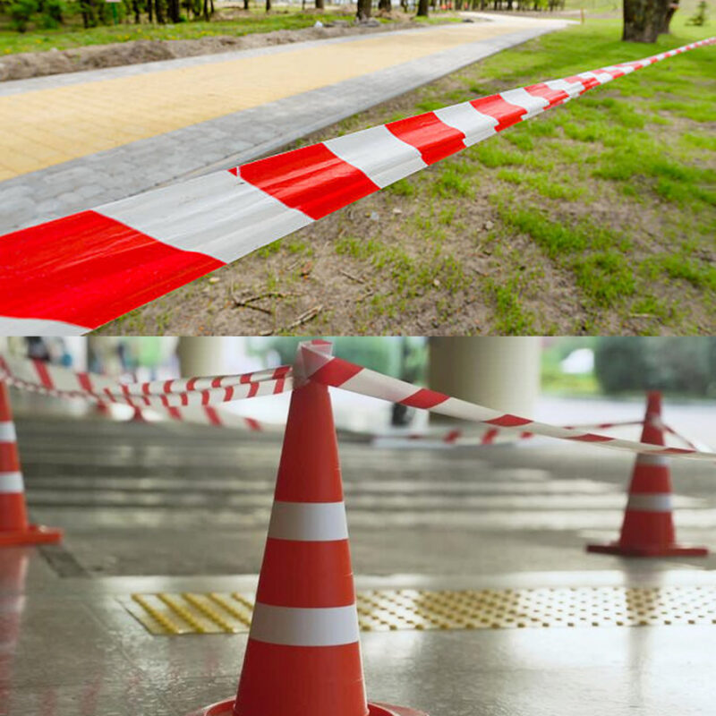 Taśma ostrzegawcza biało-czerwona 70mm x 500m - obrazek 3