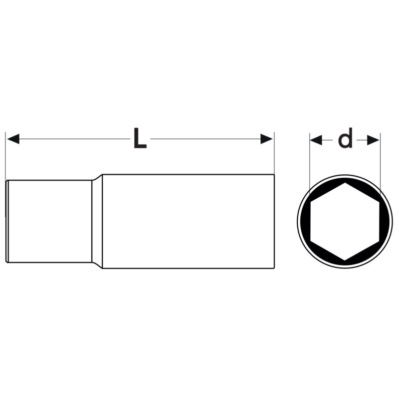 Nasadka sześciokątna długa 1/2" 19 mm - obrazek 3