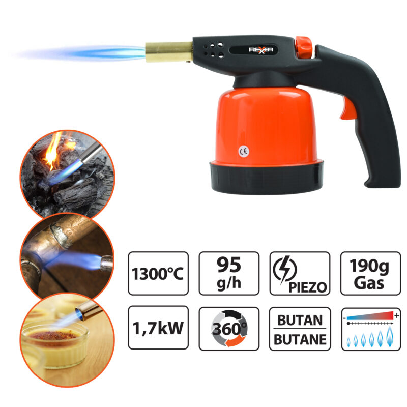 Palnik gazowy z zapłonem piezoelektrycznym 1700 W Standard + kartusz z gazem butan 190 g (5 sztuk) - obrazek 14