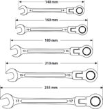 Klucze płasko-oczkowe łamane z grzechotką 8-17 mm 5 sztuk - obrazek 7