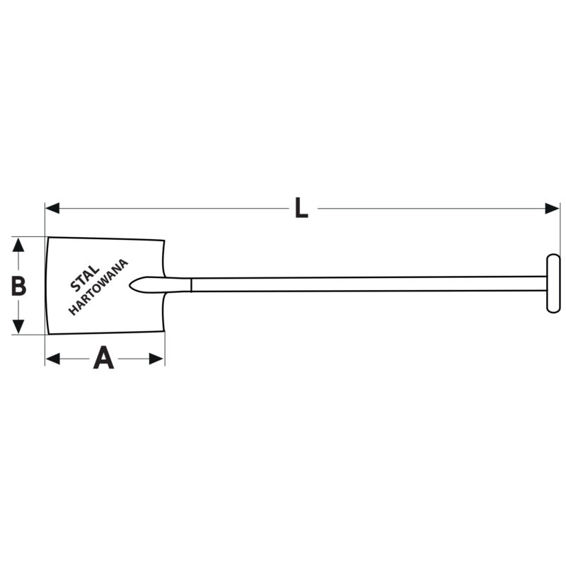 Szpadel hartowany, drewniany trzonek 115 cm - obrazek 3