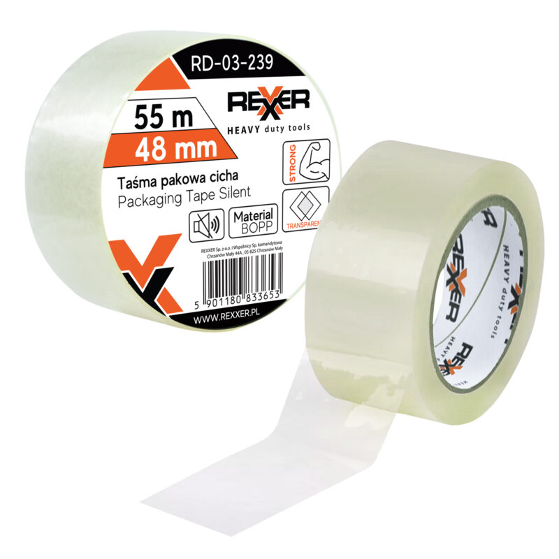 Taśma pakowa przeźroczysta cicha 48 mm x 55 m - obrazek 4
