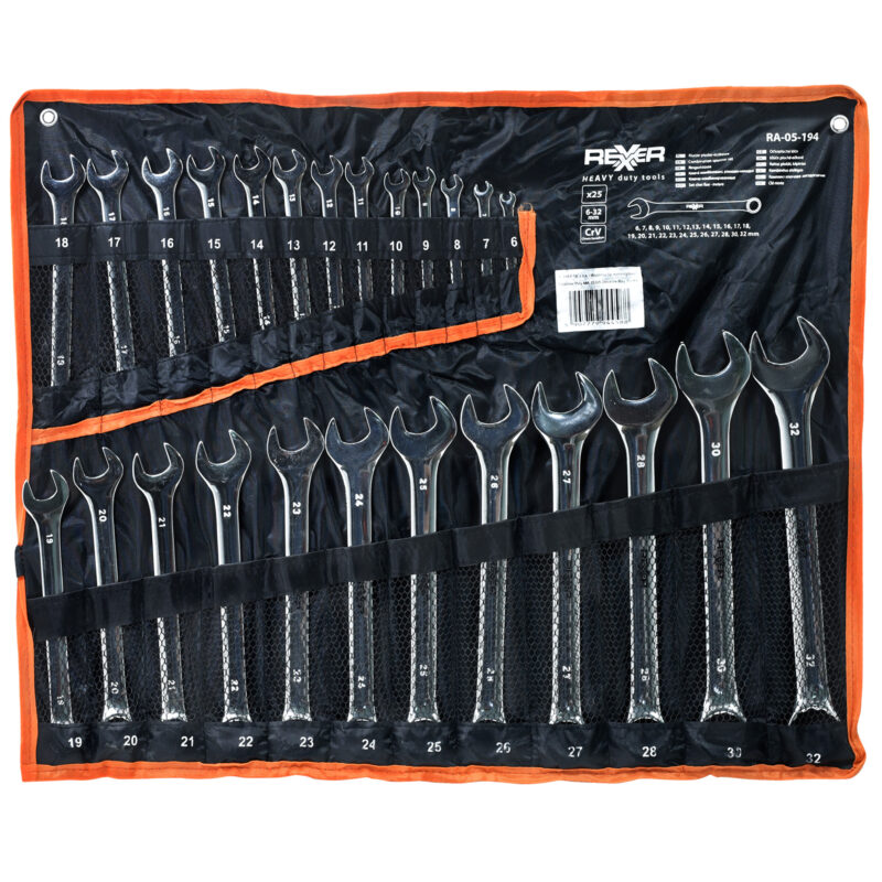 Klucze płasko-oczkowe na płachcie 6-32 mm 25 sztuk CRV - obrazek 2