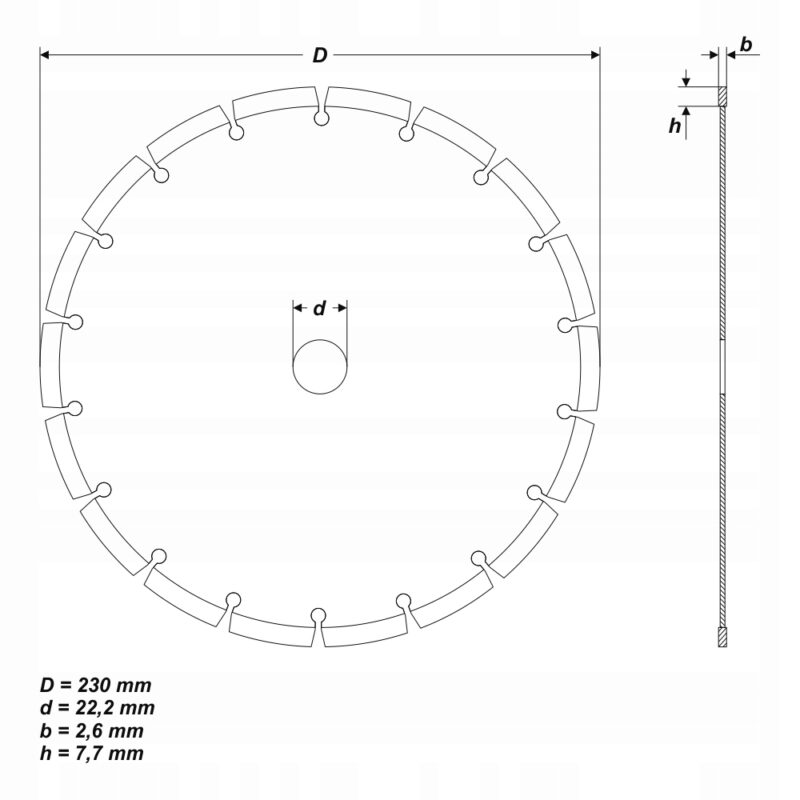 Tarcza diamentowa segmentowa 230 x 22,2 mm - obrazek 2