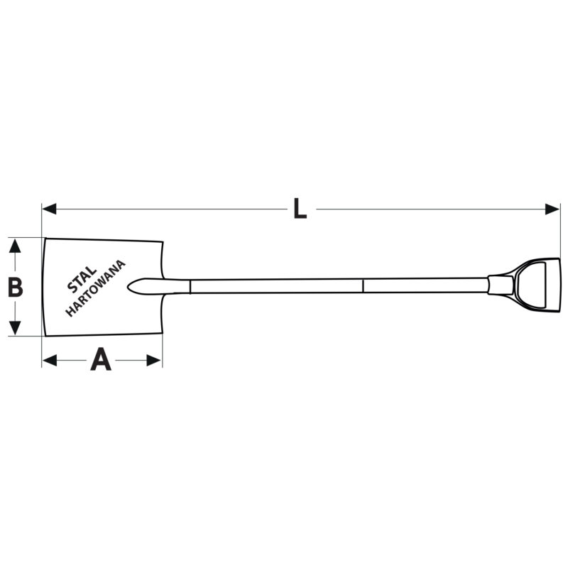 Szpadel hartowany, prosty, metalowy trzonek 125 cm - obrazek 3