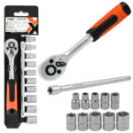 Klucze nasadowe + grzechotka 1/4" 12 elementów CRV