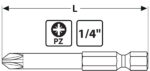 Zestaw końcówek wkrętakowych 1/4" Pozidriv PZ0-PZ4, 50 mm, 5 sztuk - obrazek 2