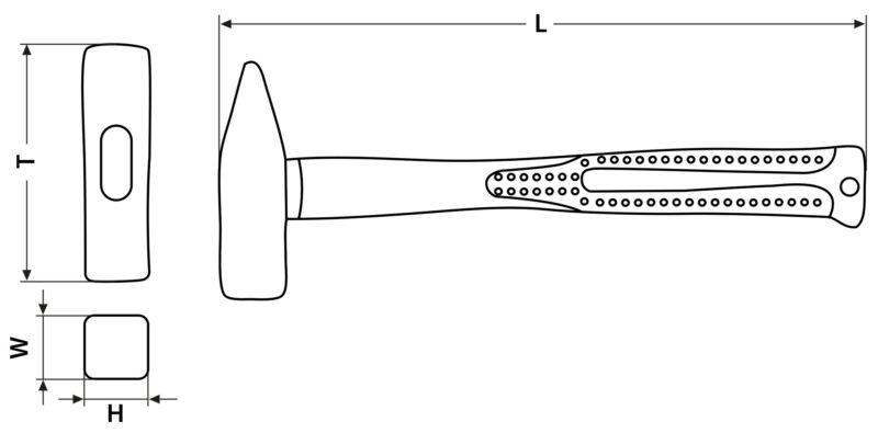 Zestaw młotków ślusarskich 6 szt. 300–2000 g, trzonek z włókna szklanego - obrazek 8