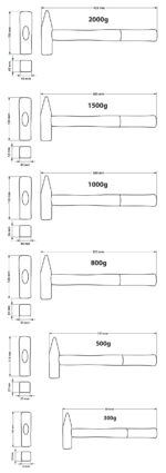 Zestaw młotków ślusarskich 6 szt. 300–2000 g, trzonek drewniany - obrazek 8
