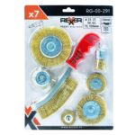 Zestaw szczotek stalowych płasko-doczołowych z trzpieniem (drut karbowany) 25-100 mm (7 elementów) - obrazek 9