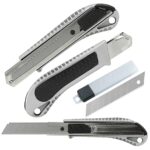 Nóż z łamanym ostrzem 18 mm, metalowy korpus + 10 ostrzy wymiennych 18 mm