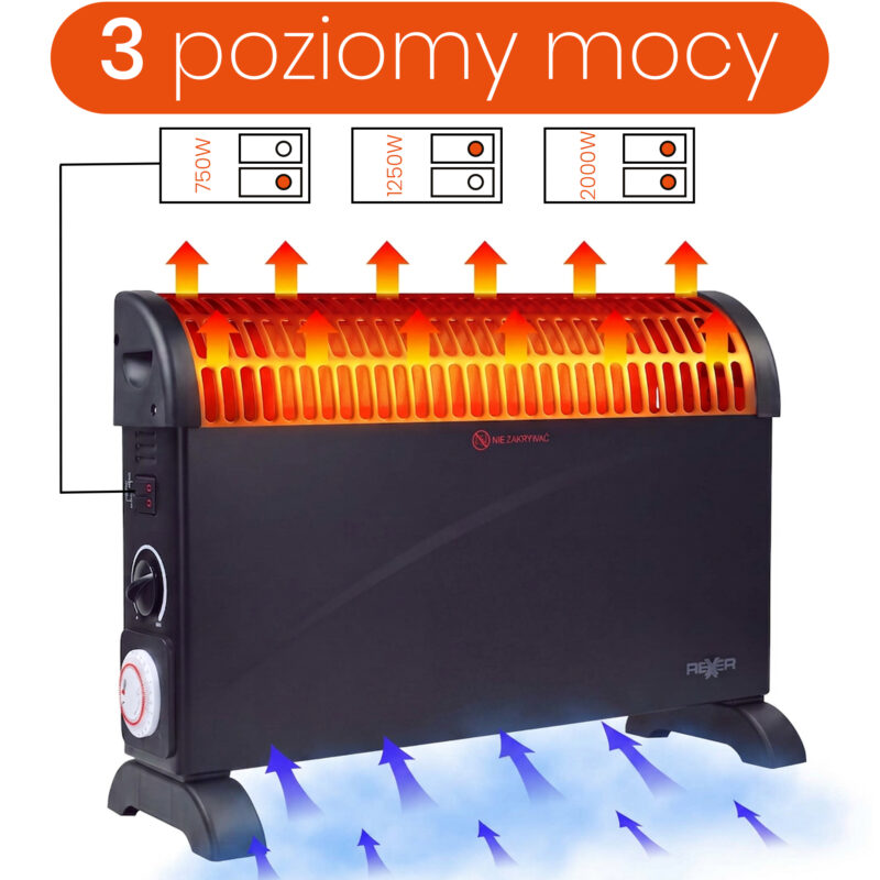 Elektryczny grzejnik energooszczędny z zegarem 2000W - obrazek 12