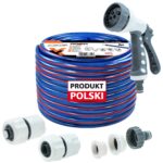 Wąż ogrodowy 3/4" 100 m + złączki + wielofunkcyjny pistolet zraszający