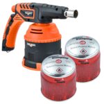 Palnik gazowy z zapłonem piezoelektrycznym 1300 W Premium + kartusz z gazem butan 190 g (2 sztuki)