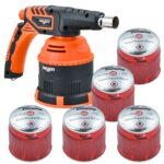 Palnik gazowy z zapłonem piezoelektrycznym 1300 W Premium + kartusz z gazem butan 190 g (5 sztuk)