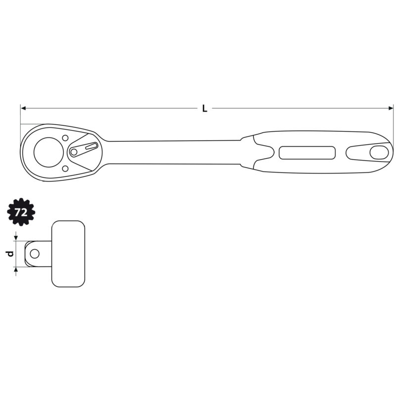 Grzechotka wygięta 1/4" 155 mm CRV - obrazek 5