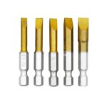 Końcówki wkrętakowe 1/4" płaskie 0.6–1.6 x 50 mm 5 sztuk