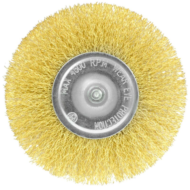 Szczotka tarczowa z trzpieniem 6 mm drut karbowany 120 mm - obrazek 3