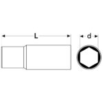 Nasadka sześciokątna długa 1/2" 10 mm - obrazek 3