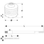 Otwornica do betonu 150 mm + adapter / przedłużka 800 mm SDS Plus - obrazek 6
