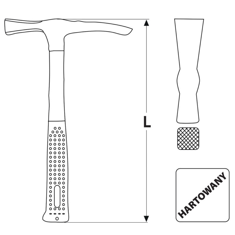 MŁOTEK MURARSKI 600 G HARTOWANY TRZONEK - obrazek 5