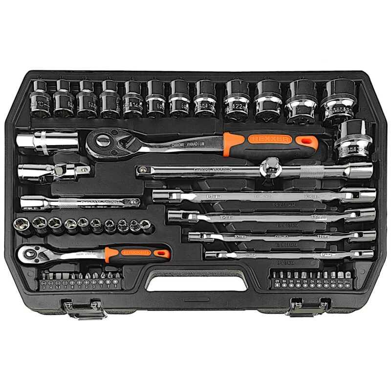 Zestaw kluczy nasadowych 1/2" i 1/4" 77 elementów - obrazek 3