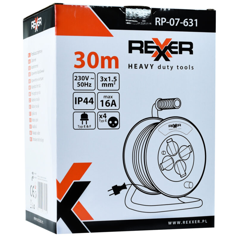 Przedłużacz na metalowym bębnie 30 m 3×1,5 mm IP44 - obrazek 10