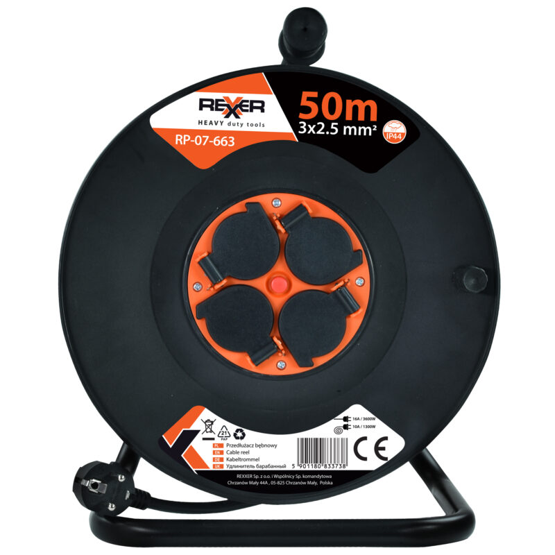 Przedłużacz na plastikowym bębnie 50 m 3×2,5 mm IP44 - obrazek 6