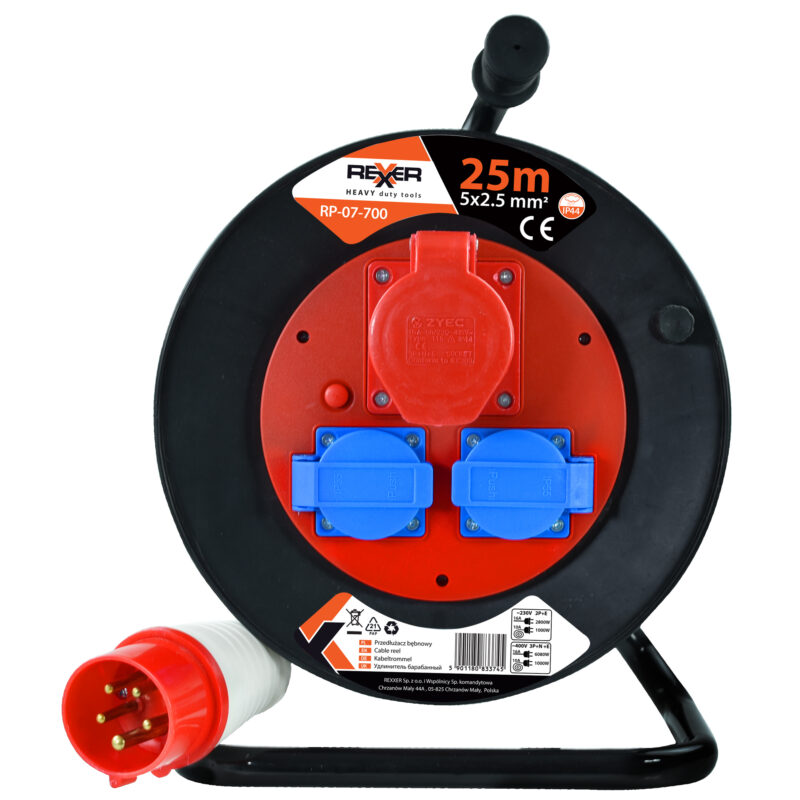 Przedłużacz na plastikowym bębnie 25 m 5×2,5 mm 400 V IP44 - obrazek 2
